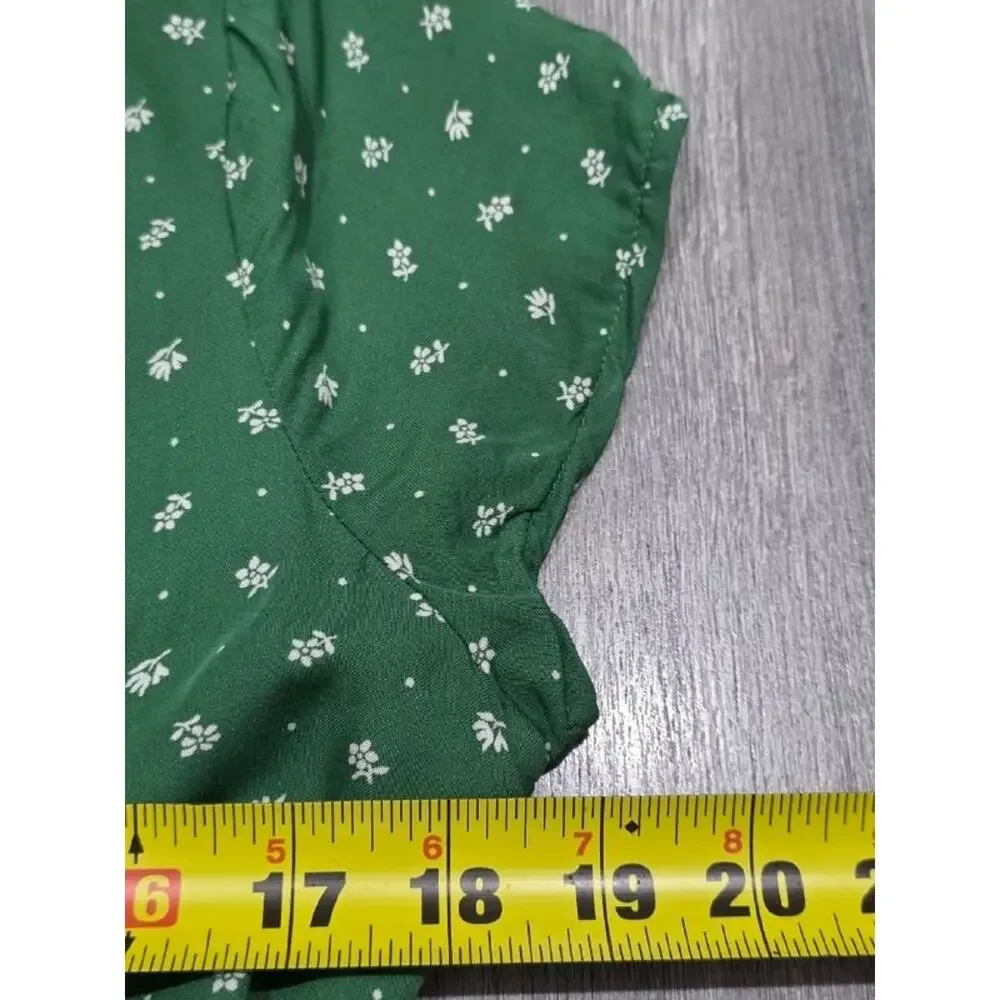 REFORMATION Jeans Green Floral Print V-Neck Tencel Mini-Dress Small A004980 - Picture 5 of 8